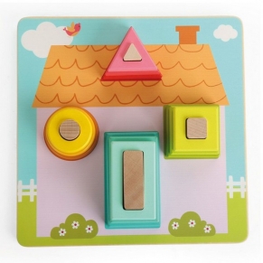 Andreu toys Цветна къща - Низанка-пъзел с геометрични форми